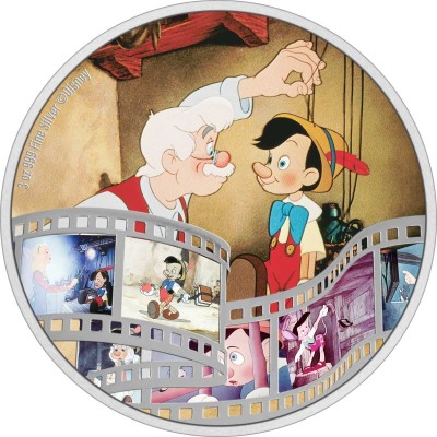 Pinocchio - 3 Oz - stříbrná sběratelská mince