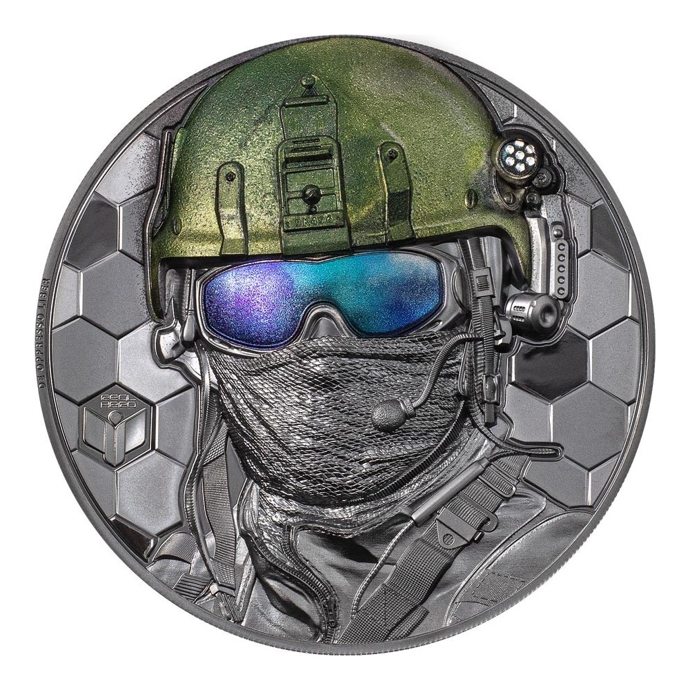 Real Heroes: Special Forces Black Proof-3 Oz-stříbrná sběratelská mince