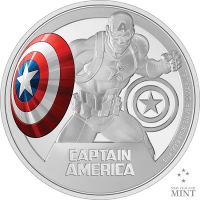 Captain America- 3 oz- stříbrná sběratelská mince