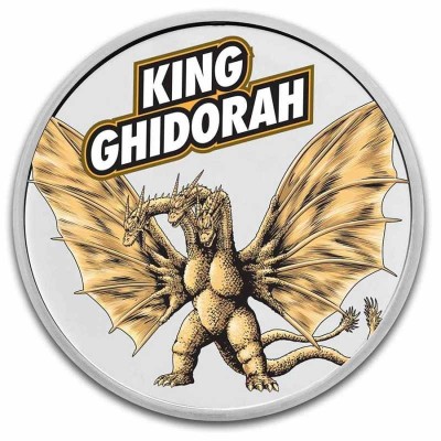 Godzilla Vs Monsters King Ghidorah 1 Oz - stříbrná sběratelská mince