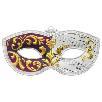 Benátská karnevalová maska - 5 Oz - stříbrná sběratelská mince (delivery 16.6.)