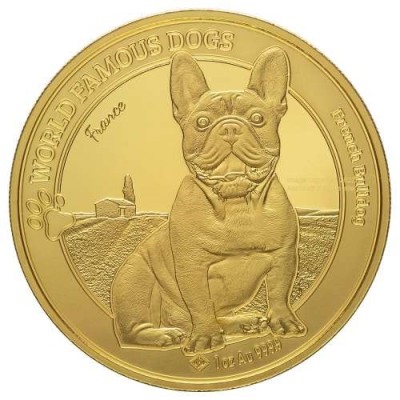1 Oz - 2022 World Famous Dogs Bulldog -  zlatá mince