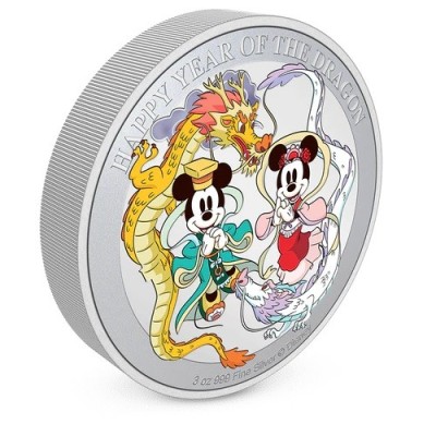 Disney Lunar Dragon - 3 Oz - stříbrná sběratelská mince