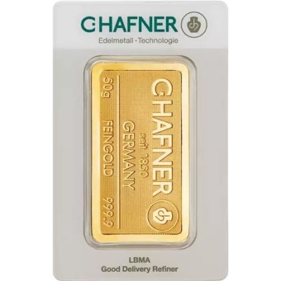 C. Hafner - 50 g - zlatý investiční slitek