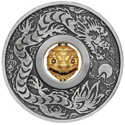 Year of the Lunar Dragon Rotating Charm - 1 Oz - stříbrná sběratelská mince