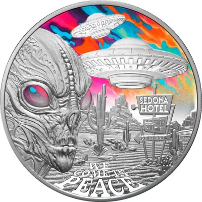 Alien Encounters - 1 Oz - stříbrná sběratelská mince