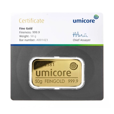 Umicore - 50g - investiční zlatý slitek
