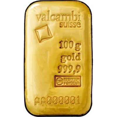 Valcambi 100g - Investiční zlatý slitek (v provedení litý/ražený)