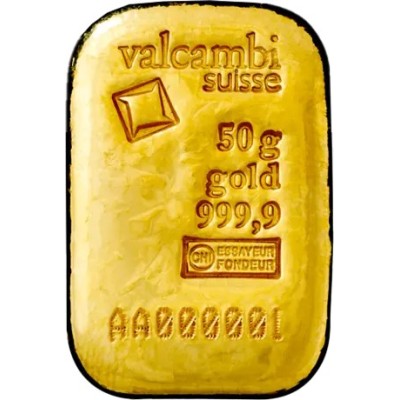 Valcambi 50 g - Investiční zlatý slitek (v provedení litý/ražený)
