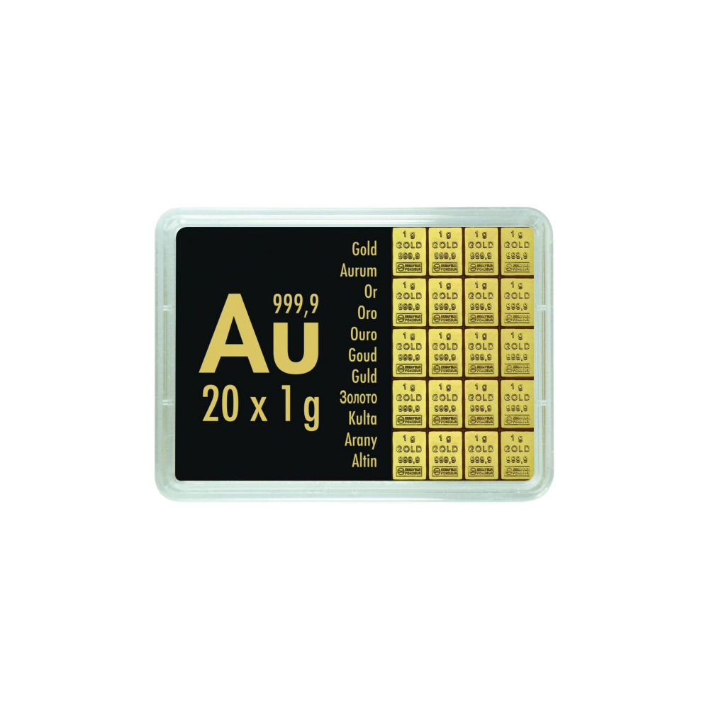 Gold Combibarren Valcambi 20x1 g - investment gold bar Gold Combibarren Valcambi 20x1 g - investment gold bar