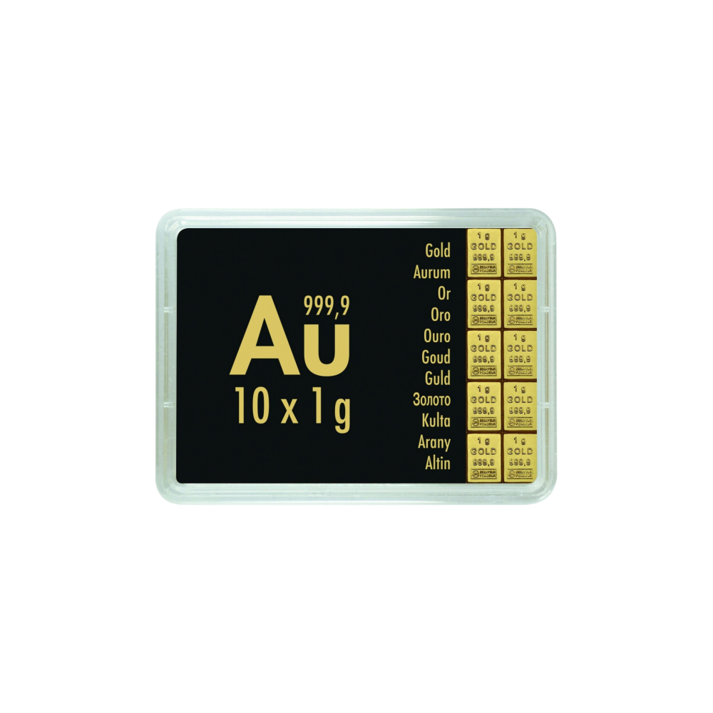 Gold Combibarren Valcambi 10x1 g -investiční zlatý slitek Gold Combibarren Valcambi 10x1 g -investiční zlatý slitek
