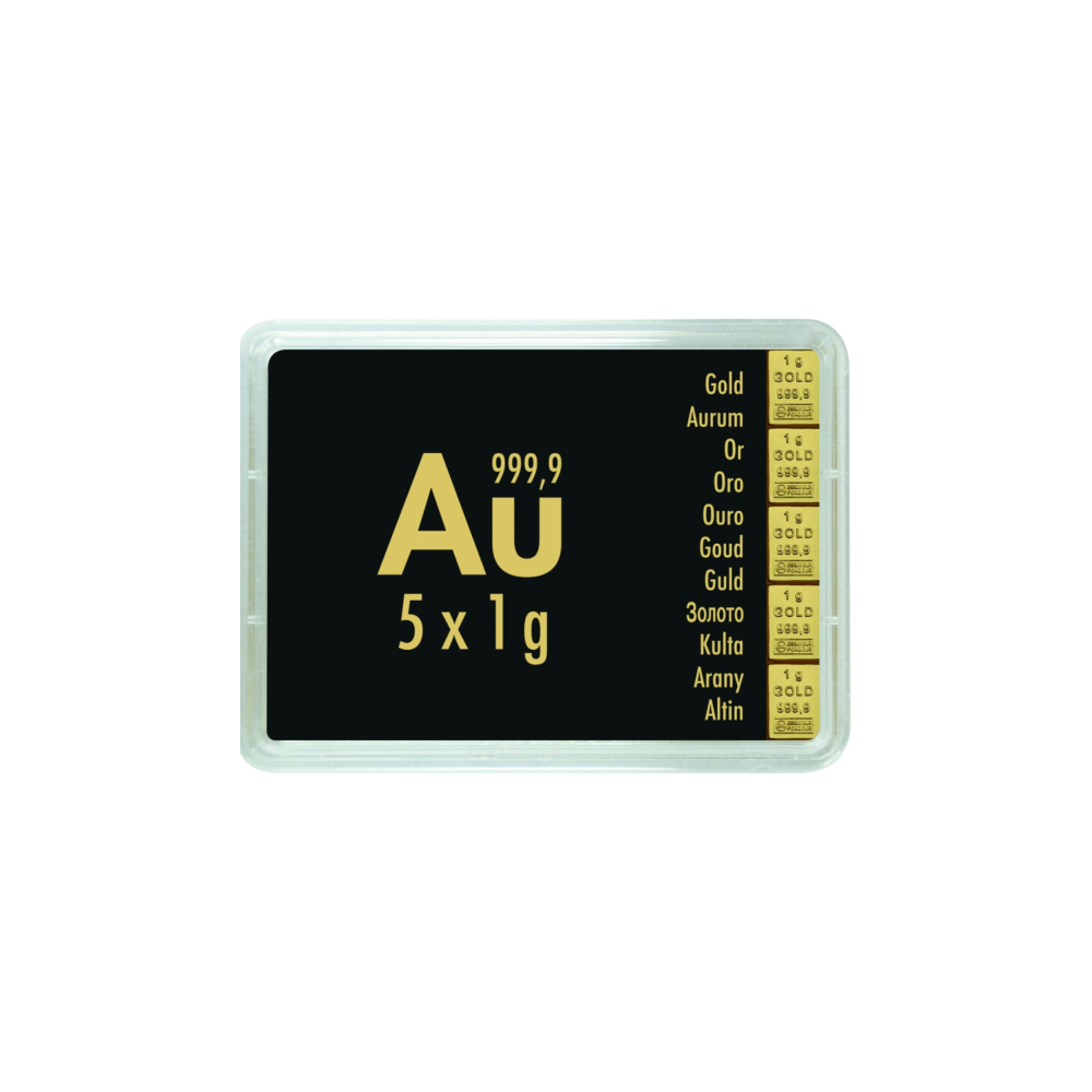 Gold Combibarren Valcambi 5x1 g - investiční zlatý slitek Gold Combibarren Valcambi 5x1 g - investiční zlatý slitek