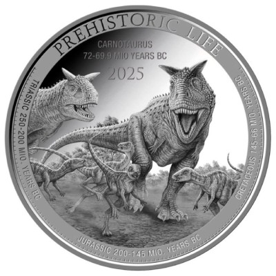 Carnotaurus (Prehistoric Life) 2025 - 1 Oz - Silver Investment Coin