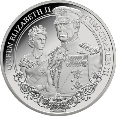 King Charles III. & Queen Elizabeth II. - 1 Oz - stříbrná proof sběratelská mince (dodání 20.7.2025)