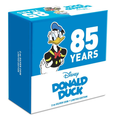 Kačer Donald 85. výročí - 2 Oz - stříbrná proof sběratelská mince