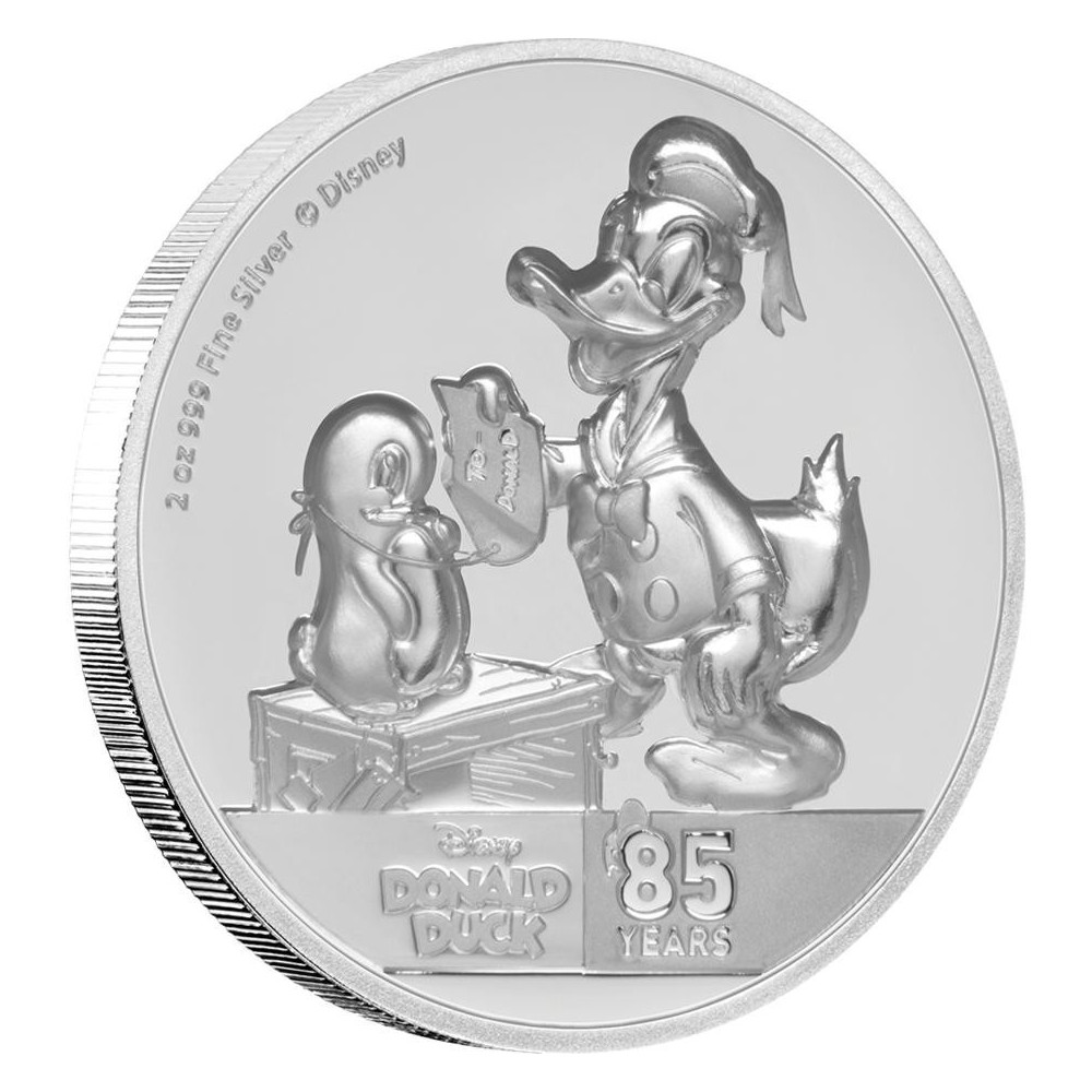 Donald Duck 85th Anniversary - 2 Oz - Silver Proof Collector Coin Donald Duck 85th Anniversary - 2 Oz - Silver Proof Collector Coin