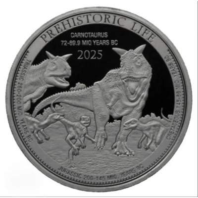 Carnotaurus (Prehistoric Life) 2025 - 1 Oz - stříbrná investiční mince