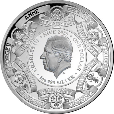 Monarchs of Britain (2025) - 1 Oz - stříbrná proof sběratelská mince