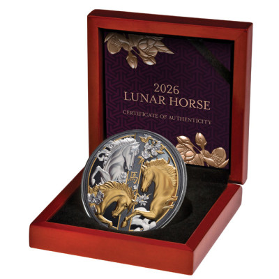 Triple Lunar Horse (2026) -5 Oz - stříbrná proof sběratelská mince