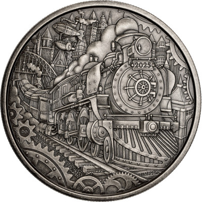 Steam Locomotive - 3 Oz - stříbrná sběratelská mince