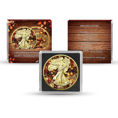 American Eagle, Happy Thanksgiving Day - 1 Oz - stříbrná sběratelská mince