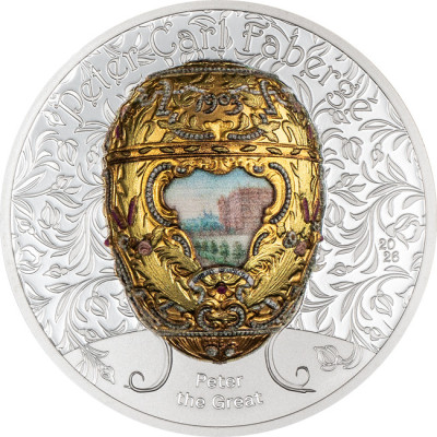 Fabergé Egg - Petr Veliký - 2 Oz - stříbrná sběratelská mince