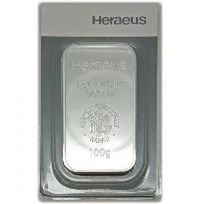 Argor-Heraeus/Heraeus 100 g - Investiční stříbrný slitek