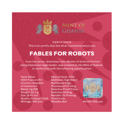 Stanisław Lem - Bajky pro roboty - 2 Oz - stříbrná sběratelská mince