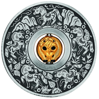 Lunar Rotating Horse - 1 Oz - stříbrná sběratelská mince
