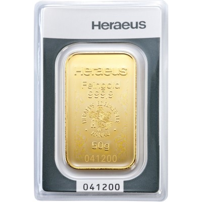Heraeus 50g - Investiční zlatý slitek