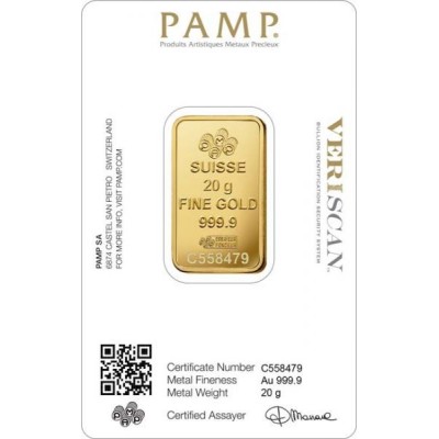 Pamp Fortuna Gold Bar 20 Gram-Investiční zlatý slitek